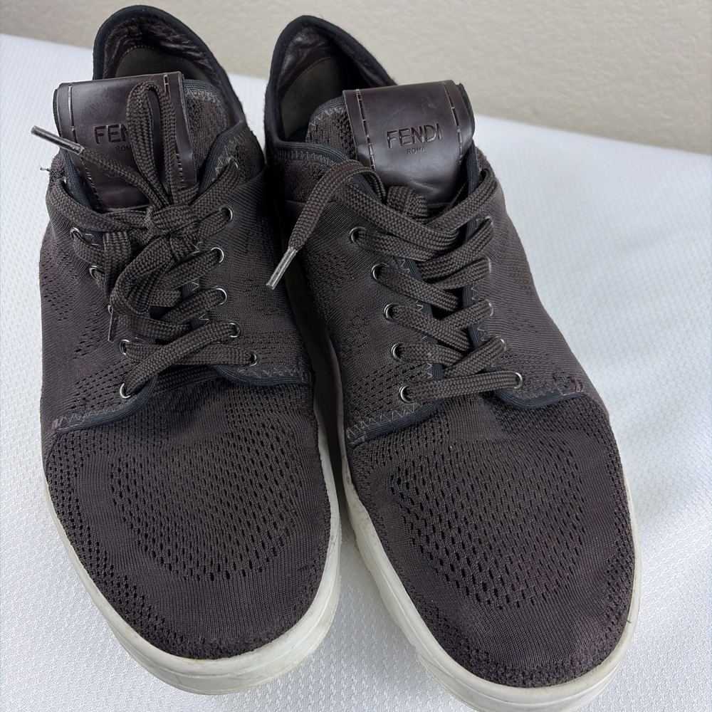 Fendi Brown Knit Sneakers Size 7E